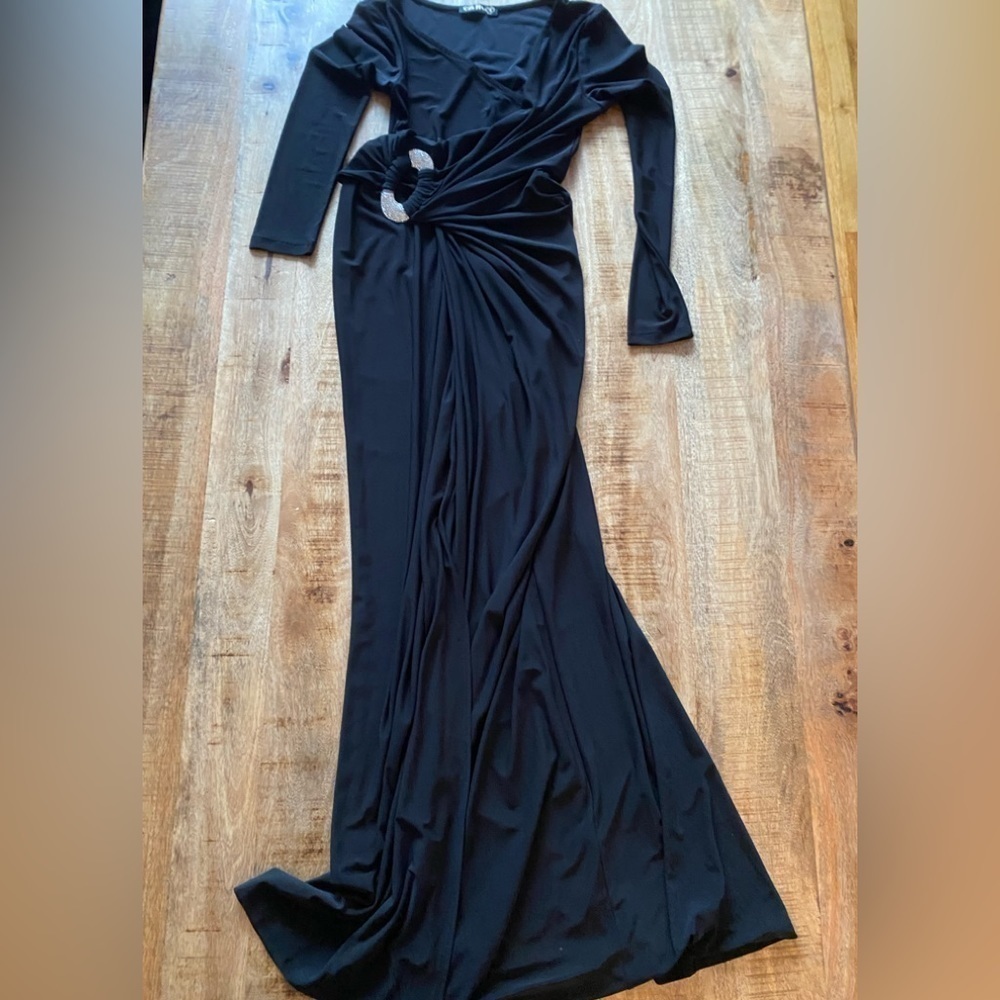 Cameo brand size small black sleek silky maxi formal dress size small EUC